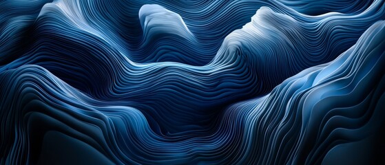 Poster - Abstract Blue Wave Pattern Wavy Lines Modern Background