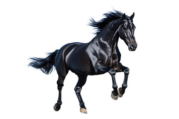 Naklejka na meble Beautiful black horse galloping isolated on white background