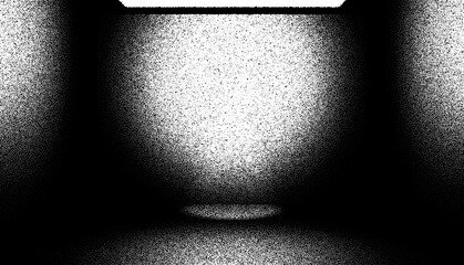 Poster - Abstract dark room with lights in retro dotwork style