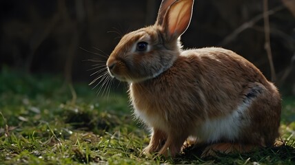 A close up shot of a cute brown rabbit 