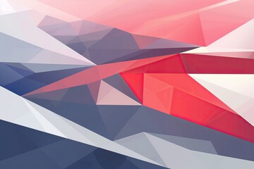 Fototapete - Scandi style low poly abstract background design in blue and red colours