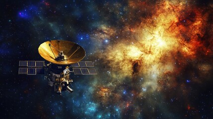 Wall Mural - Galactic Explorer: Deep-Space Probe Sending Data Across the Universe to Earth