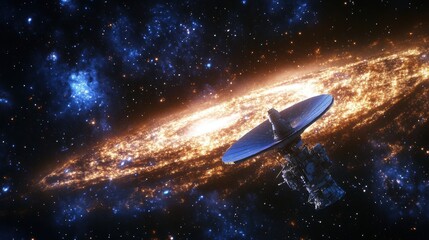 Wall Mural - Galactic Exploration: Deep-Space Probe Transmitting Data to Earth