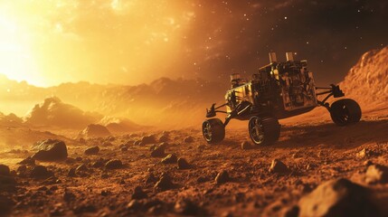 Wall Mural - Alien Rover on Barren Planet - A Futuristic Space Exploration Journey