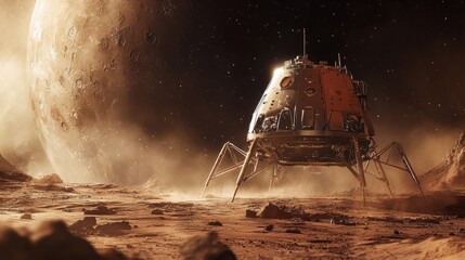 Wall Mural - Futuristic Spacecraft Deploying Lander for Planetary Exploration
