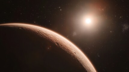 Wall Mural - interstellar arrival: spacecraft entering orbit around a mysterious exoplanet