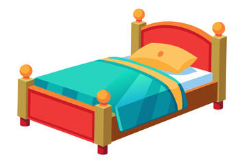 Wall Mural -  Beautiful sleeping bed vector art illustration 