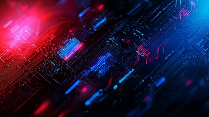 Poster - The interface of futuristic technology with geometric shapes is abstract.