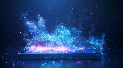 Aufkleber - Mobile display technology, light from the screen of a smartphone. Illustration of modern technology.