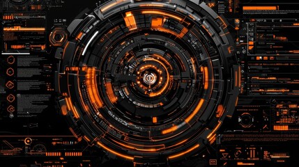 Poster - An integrated digital data telemetry and motion graphics user interface on a computer desktop display screen with a futuristic motion graphic user interface