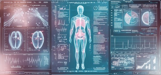Leinwandbilder - A futuristic template for a medical user interface isolated on a white background