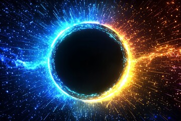 Aufkleber - Stock background with an abstract circular interface in blues and yellows.