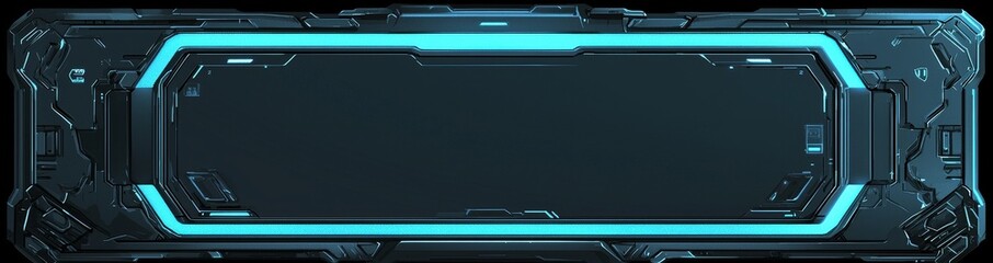 Poster - Blue glow futuristic interface frame with circuit transparent background