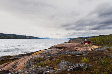 nature sceneries along the trail inside the alta museum, world heritage rock art center, Alta, Norway