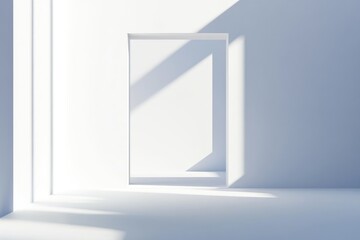 Wall Mural - A White Room with an Open Doorway Casting Shadows on the Floor