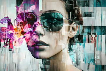 Wall Mural - Collage of different images made by Generative AI technology pop trend fashion style