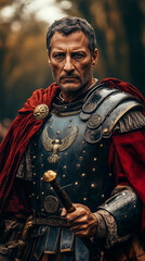 Portrait of an ancient Rome military commander. 