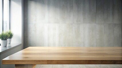 Fototapete - A close-up shot of a modern, minimalist table top, table, top, surface, wood, texture, close-up, detail, furniture, minimalist