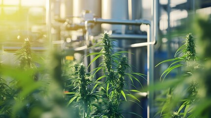 Poster - Industrial CO2 Extraction Machinery in Pure Hemp Oil from Harvested Cannabis Plants in a Modern Laboratory Facility
