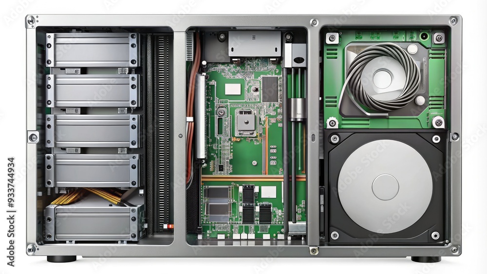 Simplified outline illustration of a computer server, showcasing ...