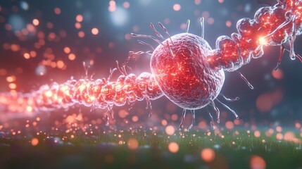 Aufkleber - Abstract ing of a neuron connection, showcasing intricate details of synapses and glowing neural network pathways.