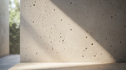 Aufkleber - Abstract concrete wall with natural light and shadows, showcasing a minimalist design with texture and modern aesthetics.