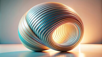 Fototapete - Abstract render of rounded lines on light background, abstract, lines, curves,render, geometric, pattern, design, modern