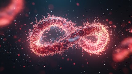 Leinwandbilder - Abstract glowing infinity symbol with sparks and particles on a dark background, representing limitless possibilities and endless potential.