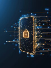 Aufkleber - Digital security concept image depicting a secure network connection with a lock symbol on a circuit board background.