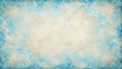 Poster - Blue background with soft marbled texture grunge on borders, old vintage distressed light beige paper , blue, background