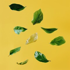 Sticker - Green leaves on yellow