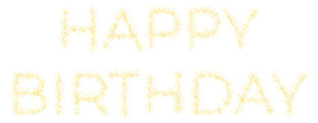 Happy Birthday text made of golden sparkles