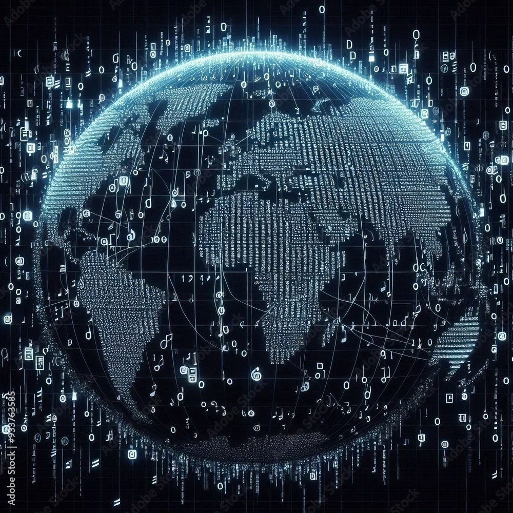 49 Global Music Network A world map outlined in ASCII characters Stock ...