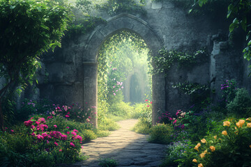 Canvas Print - Stone Archway Garden.