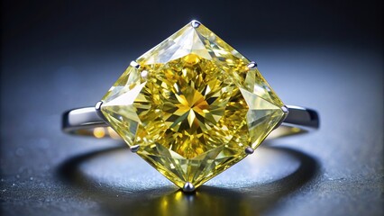 Stunning asymmetrical cut yellow diamond shining with brilliant clarity, jewelry, precious, shimmering, upscale, gem, reflection, exquisite, faceted, light, asymmetrical, unique