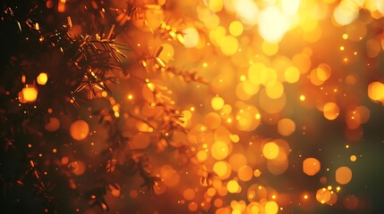 Poster - Background Blurred bokeh effect in warm orange and yellow colors, 8k