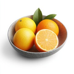 Wall Mural - Organic citrus fruits, lemons and oranges in a bowl, 3D illustration