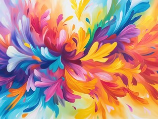 Poster - Vibrant abstract painting with colorful brushstrokes and flowing forms, creating an explosion of colors and dynamic energy.
