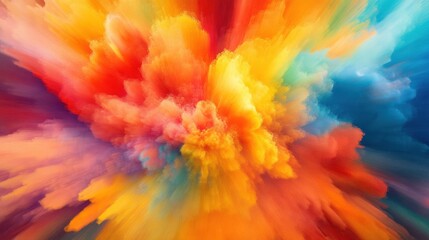 Poster - Vibrant explosion of colorful smoke creating a dynamic abstract background. Perfect for art, design, and creative projects.