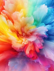 Fototapete - Vibrant, colorful abstract background with explosive rainbow hues blending together to create a dynamic, energetic visual effect.