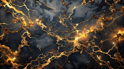 Poster - Abstract dark marble background with golden splashes, dark, marble, abstract, background, golden, splashes, texture, luxury