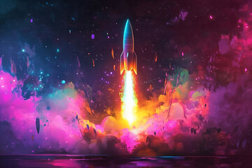 Wall Mural - Rocket Launch in Space.