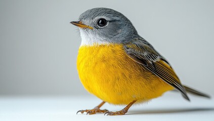 Wall Mural - A Close-Up of a Small Yellow and Grey Bird