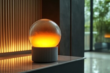 Poster - Glowing Glass Sphere Lamp on a Table