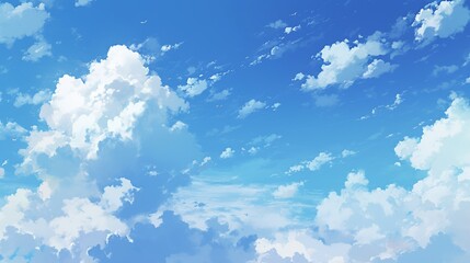 Wall Mural - White Clouds in a Sunny Blue Sky, Creating a Peaceful Spring Ambiance with Heavenly Cloudscape