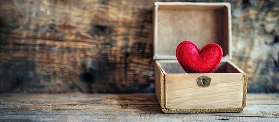 Wall Mural - Love box with a red heart inside, perfect for romantic occasions, featured in a copy space image.