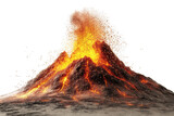 Erupting volcano with molten lava and ash explosion. Powerful natural disaster and dramatic geological phenomenon.