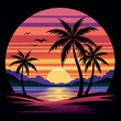 © QuickDesign24 - Summer Vector graphic for t-shirt design with beach, sunset, and palm tree