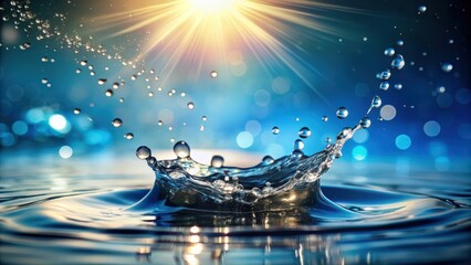 Aufkleber - Water splashing in the air with droplets catching the sunlight , water, splash, air, droplets, sunlight, motion, refreshing, energy