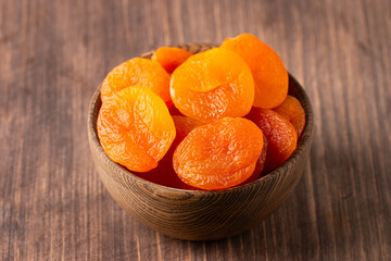 Dried apricots in a bowl. Dried fruits. 